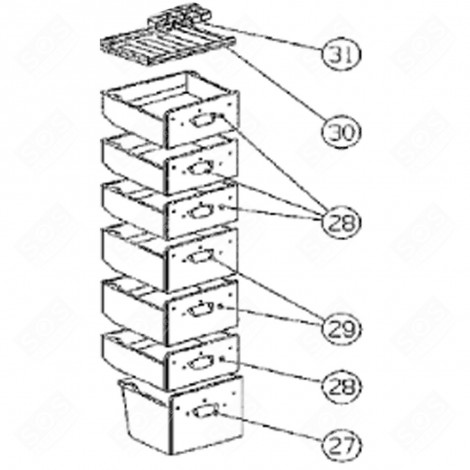TIROIR (REPÈRE 27) FRIGO, RÉFRIGÉRATEUR, CONGÉLATEUR - 580C44