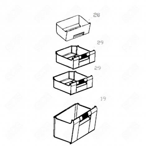 BAC À LÉGUMES (REPÈRE 28) FRIGO, RÉFRIGÉRATEUR, CONGÉLATEUR - 132F70