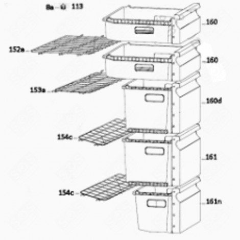 PANIER INFÉRIEUR (REPÈRE 160) FRIGO, RÉFRIGÉRATEUR, CONGÉLATEUR - 49038998