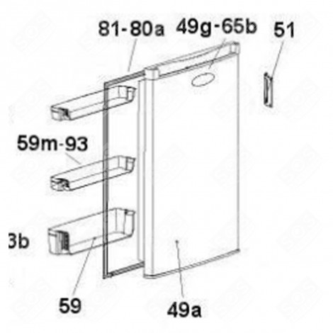 POIGNÉE DE PORTE (REPÈRE 51) FRIGO, RÉFRIGÉRATEUR, CONGÉLATEUR - 49045705