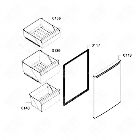 TIROIR (REPÈRE 0140) D'ORIGINE 383X267X210 MM FRIGO, RÉFRIGÉRATEUR, CONGÉLATEUR - 00778621