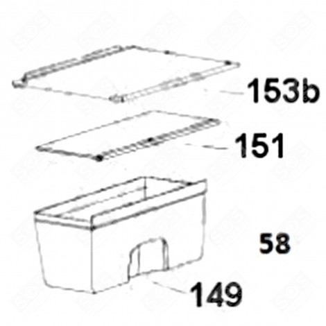 TABLETTE VERRE  (REPÈRE 151) FRIGO, RÉFRIGÉRATEUR, CONGÉLATEUR - 49045712