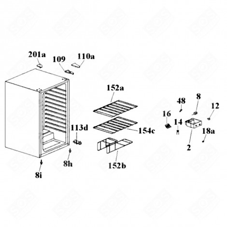 GRILLE SUPÉRIEURE (REPÈRE 152A) FRIGO, RÉFRIGÉRATEUR, CONGÉLATEUR - 49010076