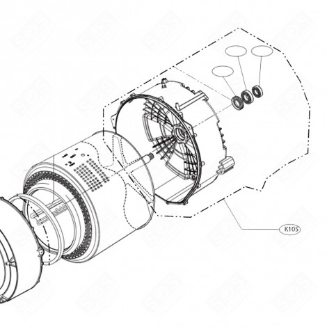 DEMI CUVE ARRIÈRE REPÈRE K105 MACHINE À LAVER, LAVE-LINGE - AGM75471429
