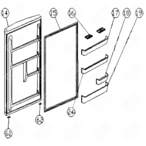 JOINT DE PORTE (REPÈRE 15) FRIGO, RÉFRIGÉRATEUR, CONGÉLATEUR - AS0006429