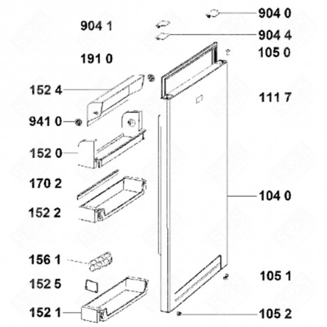 JOINT DE PORTE RÉFRIGÉRATEUR (REPÈRE 191 0) D'ORIGINE FRIGO, RÉFRIGÉRATEUR, CONGÉLATEUR - C00536743
