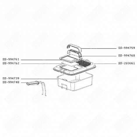 SUPPORT POIGNÉE DE COUVERCLE (REPÈRE SS-994761) FRITEUSE, AIRFRYER - SS-994761