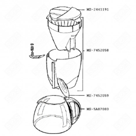 PORTE FILTRE (REPÈRE MS-7452058) CAFETIÈRE, MACHINE À CAFÉ - MS-7452058