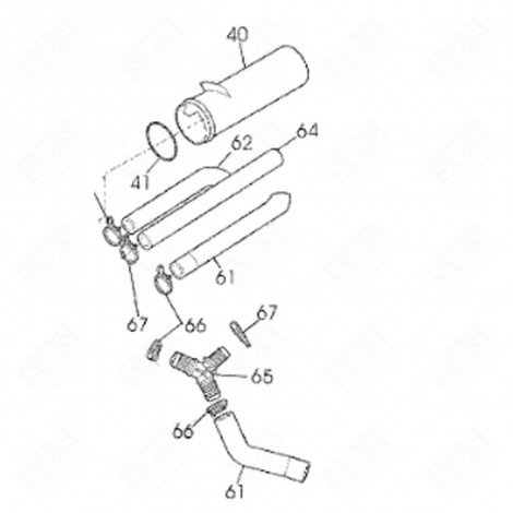 TUYAU DISTRIBUTEUR CUVE (REPÈRE 62) D'ORIGINE MACHINE À LAVER, LAVE-LINGE - 1343723001