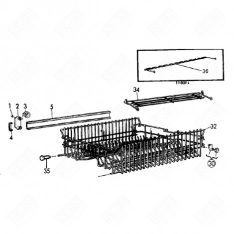 VERROUILLAGE PANIER (REPÈRE 4) FRIGO, RÉFRIGÉRATEUR, CONGÉLATEUR - 1501363004