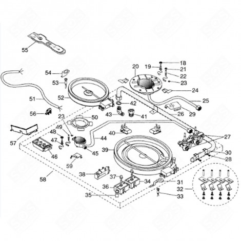 SUPPORT VOYANT RÉSIDUEL (REPÈRE 54) PLAQUE DE CUISSON - C00112350