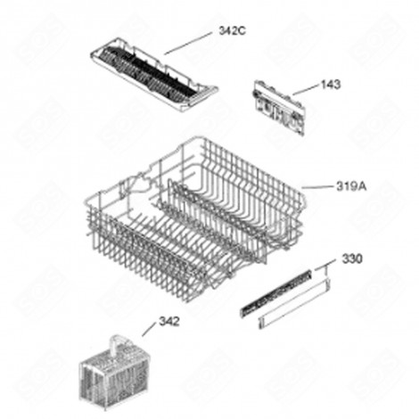 PANIER SUPÉRIEUR (REPÈRE 319A) LAVE-VAISSELLE - 1119234712