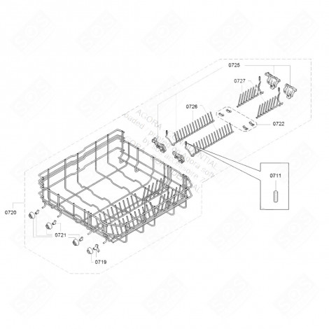 PANIER INFÉRIEUR REPÈRE 0720 D'ORIGINE LAVE-VAISSELLE - 20002434, 00680381