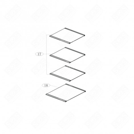 CLAYETTE, ÉTAGÈRE PARTIE CONGÉLATEUR (REPÈRE 18)             -           300X207,7 MM FRIGO, RÉFRIGÉRATEUR, CONGÉLATEUR - 0060854305P, 49120136 