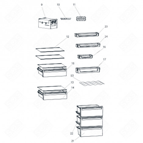 CLAYETTE, ÉTAGÈRE (REPÈRE 12) FRIGO, RÉFRIGÉRATEUR, CONGÉLATEUR - AS0071089