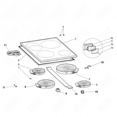EQUERRE BRIDAGE (REPÈRE 62) FOUR, CUISINIÈRE - C00089582