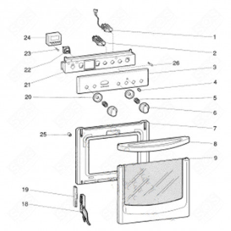 VERRE PORTE FOUR + BAND HA IX (REPÈRE 9) FOUR, CUISINIÈRE - C00258803
