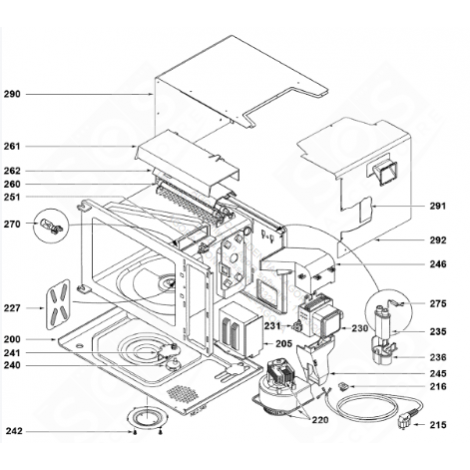 CAPOT D'HABILLAGE DROIT (REPÈRE 292) FOUR MICRO-ONDES - C00269468