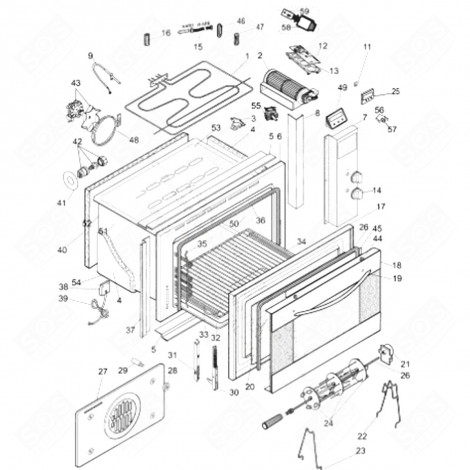 PANNEAU POSTÉRIEUR DE PORTE (REPÈRE 52) FOUR, CUISINIÈRE - C00089414