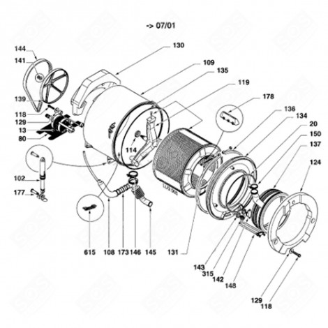 ECROU M10 (REPÈRE 141) MACHINE À LAVER, LAVE-LINGE - 59X0392