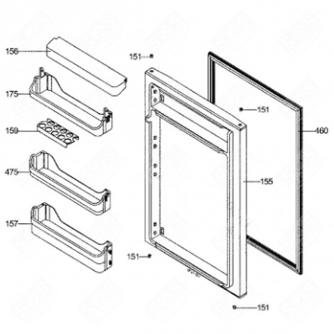 PORTE DE FREEZER (REPÈRE 155) FRIGO, RÉFRIGÉRATEUR, CONGÉLATEUR - 46X2177