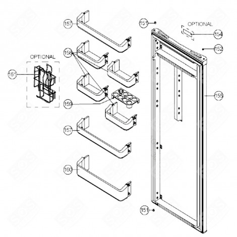 PORTE RÉFRIGÉRATEUR BLANC (REPÈRE 155) FRIGO, RÉFRIGÉRATEUR, CONGÉLATEUR - 20600422