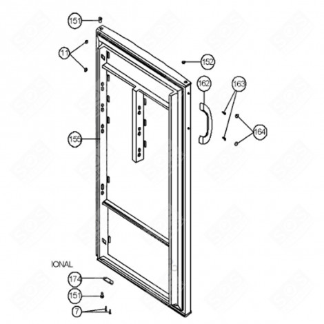 PORTE DE RÉFRIGÉRATEUR COMPLÈTE (REPÈRE 155) FRIGO, RÉFRIGÉRATEUR, CONGÉLATEUR - 20149264