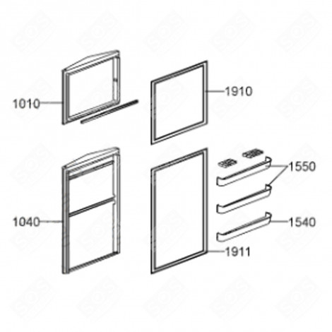 JOINT DE PORTE (REPÈRE 1911) FRIGO, RÉFRIGÉRATEUR, CONGÉLATEUR - 480132100014, C00323164