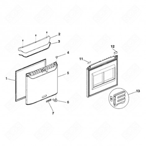 PORTE DE FREEZER (REPÈRE 5) FRIGO, RÉFRIGÉRATEUR, CONGÉLATEUR - C00117783