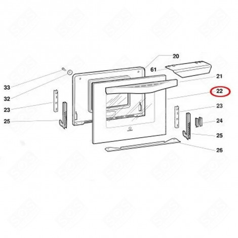 VITRE EXTÉRIEURE (REPÈRE 22)           -          494X413 MM FOUR, CUISINIÈRE - C00143446, 482000081991