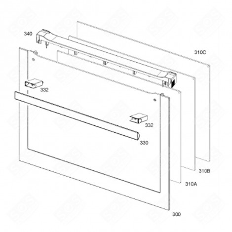 VITRE EXTÉRIEURE (REPÈRE 300) D'ORIGINE             -           509,8X407 MM FOUR, CUISINIÈRE - 5611824300, 6619284992