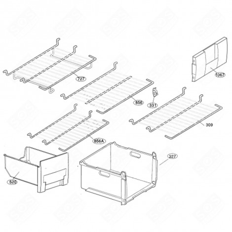CLAYETTE, ÉTAGÈRE FIL (REPÈRE 856A) FRIGO, RÉFRIGÉRATEUR, CONGÉLATEUR - 4811700200