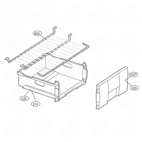 CLAYETTE, ÉTAGÈRE FIL (REPÈRE 856) FRIGO, RÉFRIGÉRATEUR, CONGÉLATEUR - 4807360200