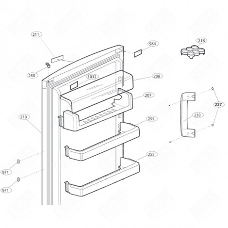 BALCONNET SUPÉRIEUR (REPÈRE 207)           -      438X93X93 MM FRIGO, RÉFRIGÉRATEUR, CONGÉLATEUR - 4807160300
