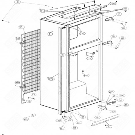 CHARNIÈRE INFÉRIEURE (REPÈRE 14) FRIGO, RÉFRIGÉRATEUR, CONGÉLATEUR - 4394600100