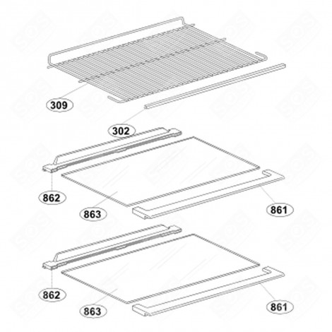 CLAYETTE, ÉTAGÈRE (REPÈRE 309)  460X288 MM FRIGO, RÉFRIGÉRATEUR, CONGÉLATEUR - 4237320300
