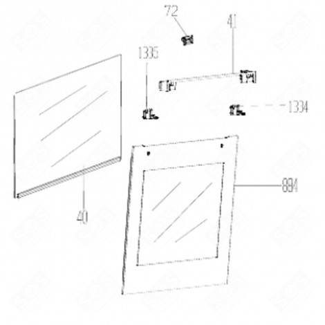 VITRE EXTÉRIEURE GRAND FOUR (REPÈRE 884)            -            594X283 MM FOUR, CUISINIÈRE - 210443403