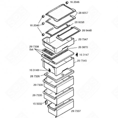 BAC CONGÉLATION INFÉRIEUR (REPÈRE 297337) FRIGO, RÉFRIGÉRATEUR, CONGÉLATEUR - 00297337