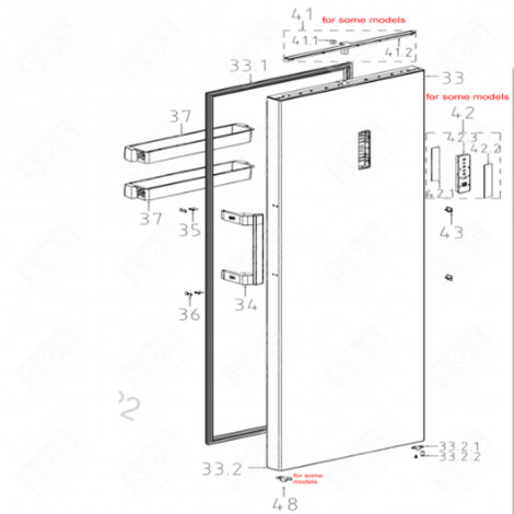 JOINT PORTE (REPÈRE 33.1) FRIGO, RÉFRIGÉRATEUR, CONGÉLATEUR - FR000543