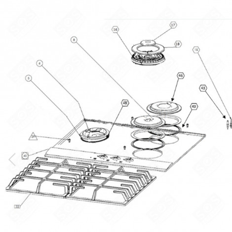 PLAQUE D ATRE (REPÈRE 40) FOUR, CUISINIÈRE - CU001039