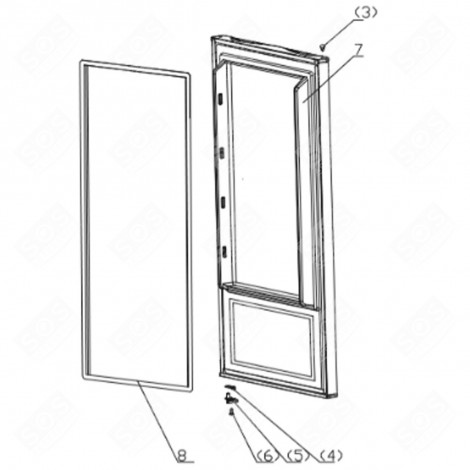 JOINT PORTE REF GRIS (REPÈRE 8) FRIGO, RÉFRIGÉRATEUR, CONGÉLATEUR - FR001546
