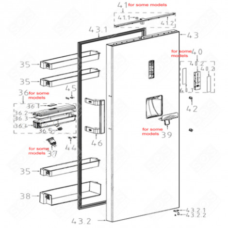 BALCONNET BOUTEILLES (REPÈRE 38) FRIGO, RÉFRIGÉRATEUR, CONGÉLATEUR - FR000516
