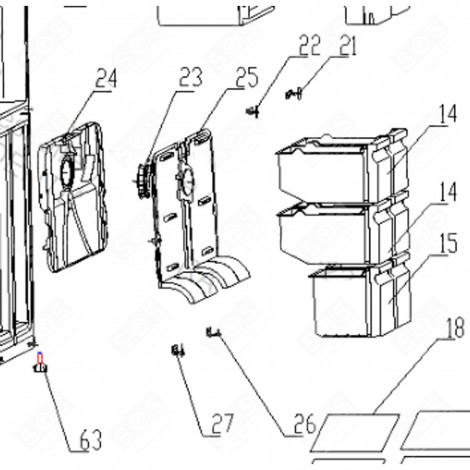 CHARNIÈRE INFERIEURE (REPÈRE 27) FRIGO, RÉFRIGÉRATEUR, CONGÉLATEUR - FR000217
