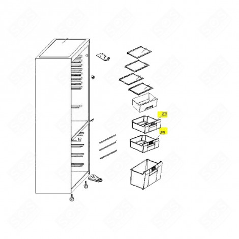 TIROIR SUPÉRIEUR OU CENTRAL FRIGO, RÉFRIGÉRATEUR, CONGÉLATEUR - 578C13