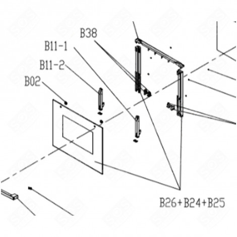 VITRE EXTERIEURE + PROFILS B26 + B24 + B25) FOUR, CUISINIÈRE - CU005088