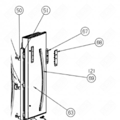 PORTE RÉF DROITE (REPÈRE 63) FRIGO, RÉFRIGÉRATEUR, CONGÉLATEUR - FR001768