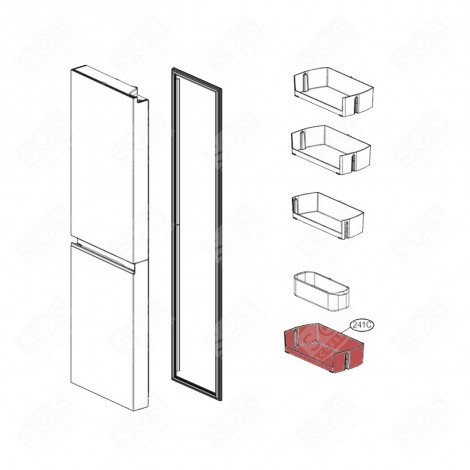 BALCONNET INFÉRIEUR (REPÈRE 241C)     -    413X203X106 MM FRIGO, RÉFRIGÉRATEUR, CONGÉLATEUR - MAN64890001