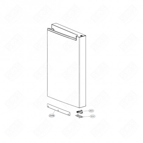 PORTE DROITE (PARTIE CONGÉLATEUR) FRIGO, RÉFRIGÉRATEUR, CONGÉLATEUR - ADD75017115