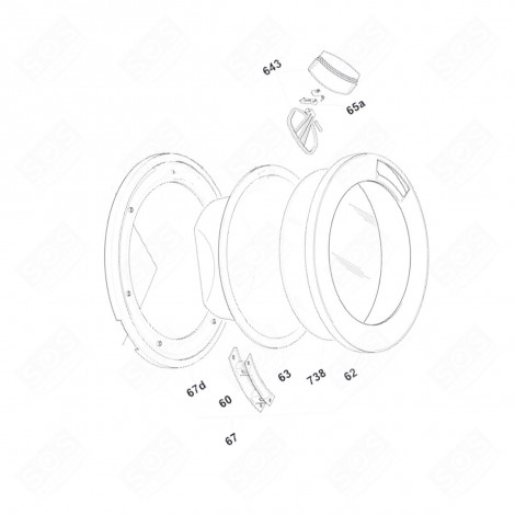 ENCADREMENT HUBLOT REPÈRE 62 MACHINE À LAVER, LAVE-LINGE - 43029399