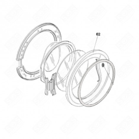 ENCADREMENT DE HUBLOT (REPÈRE 62) MACHINE À LAVER, LAVE-LINGE - 43033665